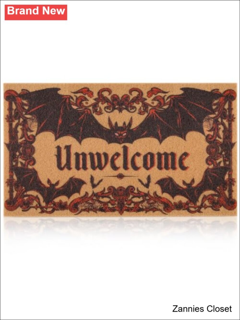 👻 Gothic Unwelcome Doormat Halloween Front Porch Decor Bat Skull Mat